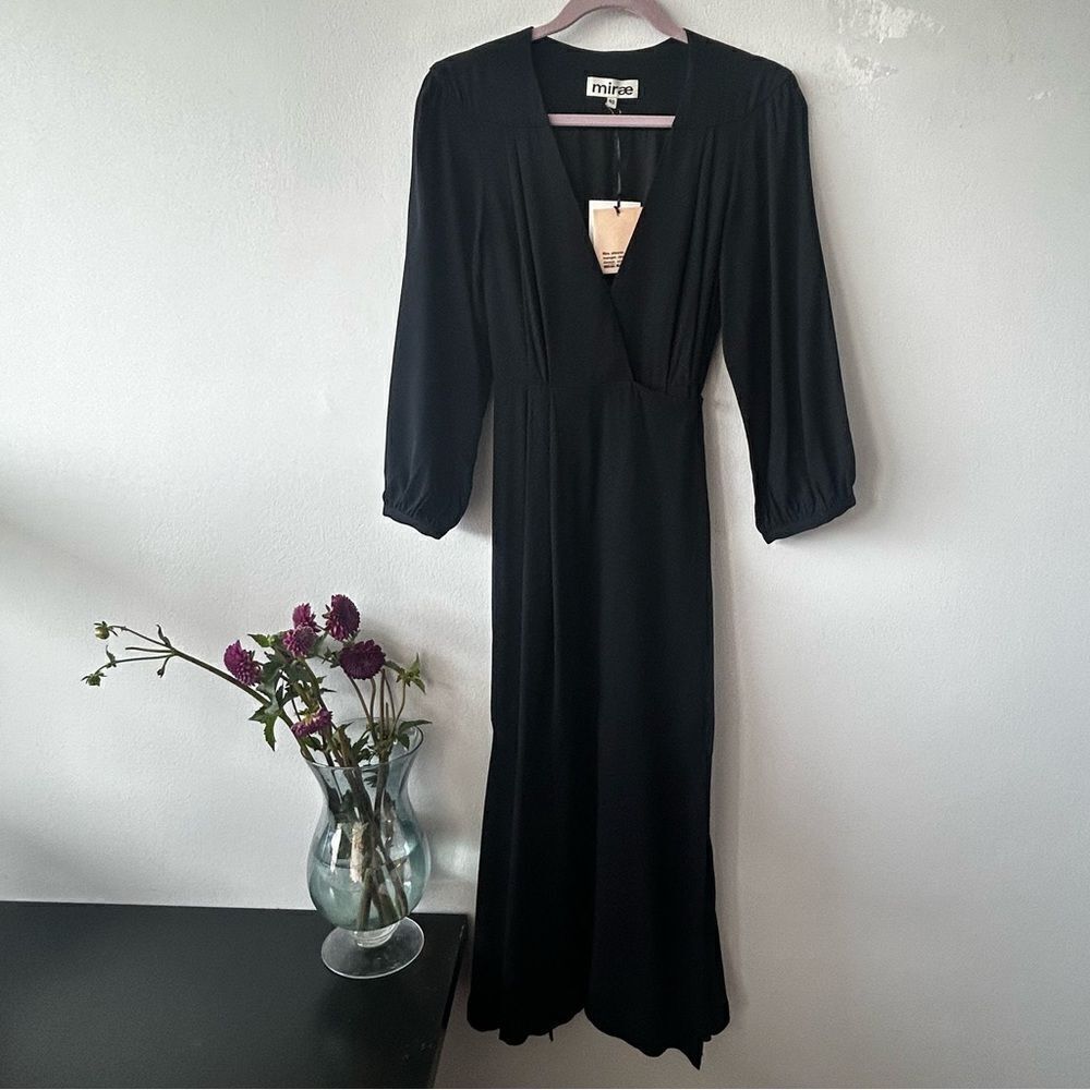 NWOT MIRAE Victoria Midi Dress in Black